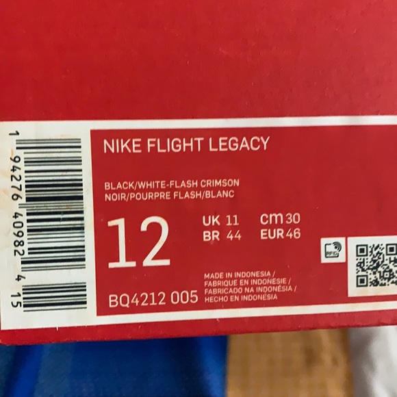 NikeFlight Legacy Black Flash CrimsonWhite USSZ 12 - Picture 12 of 12